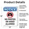 Signmission No Photos Or Video Allowed, 12 in W x Rectangle, Aluminum OS-2PACK-NS-A-1218-V-14753 - alternate 3